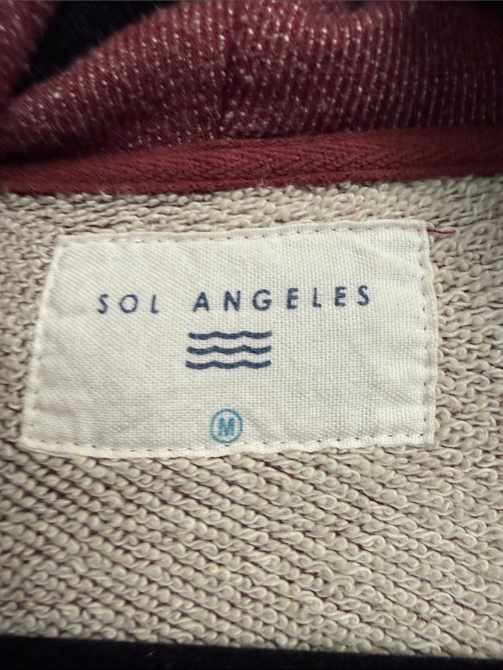 Sol Angeles Burgundy Zip-up Hoodie Size M - Picture 2 of 4